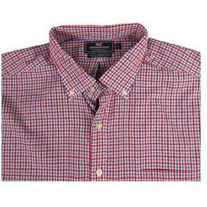 Vineyard Vines Seersucker Shirt Men Extra Large Red Performance Slim Fit‎ Murray